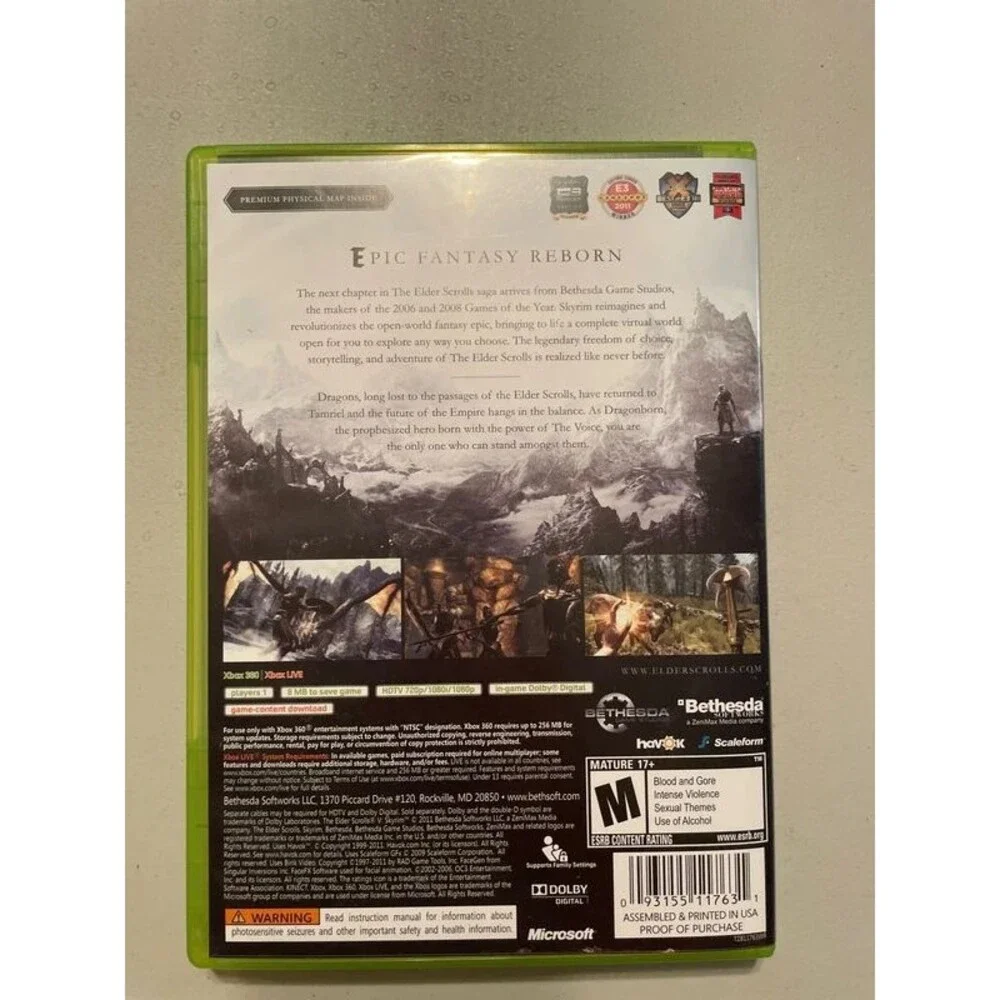 The Elder Scrolls V Skyrim xbox360 video game